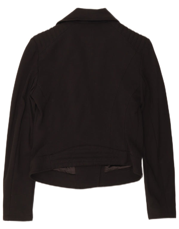 Guess Womens Crop Full Zip Blazer Jacket UK 8 Small Black Viscose