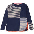 Suéter feminino com gola canoa White Stuff Reino Unido 10 pequeno azul marinho