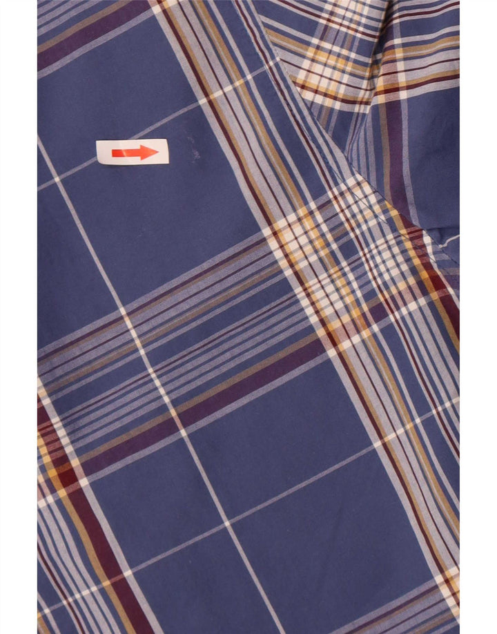 Camisa masculina Tommy Hilfiger Regular Fit grande algodão xadrez azul