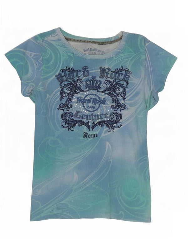 Camiseta feminina Hard Rock Cafe Rome Graphic Top Reino Unido 8 pequena multicolorida