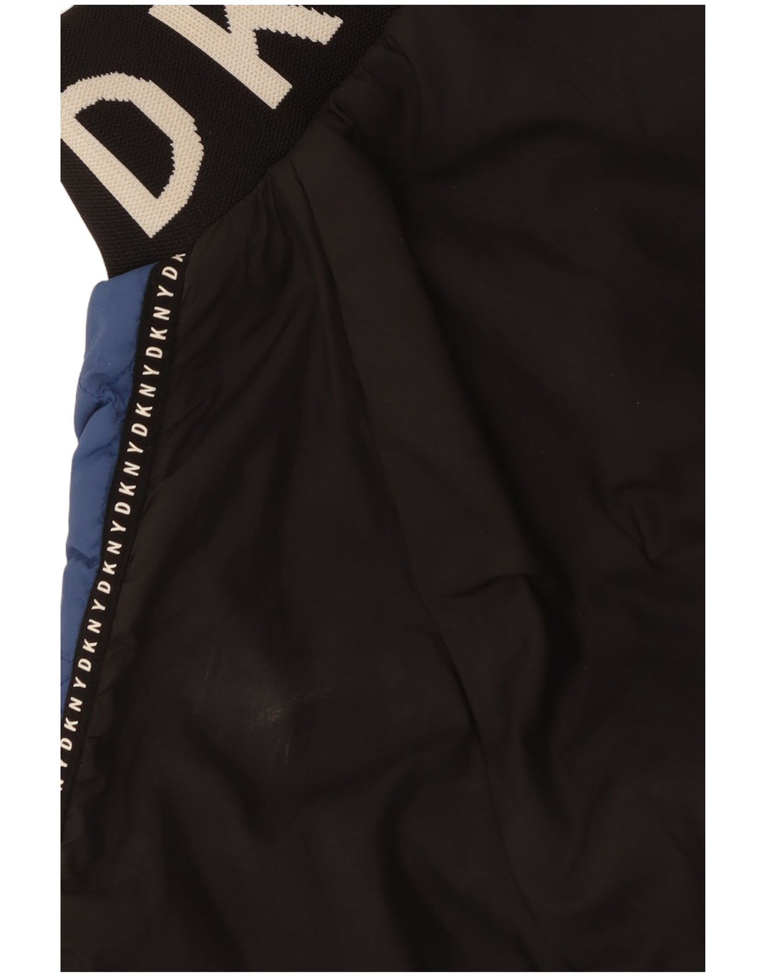 Jaqueta feminina acolchoada gráfica Dkny UK 14 poliéster colorblock azul médio
