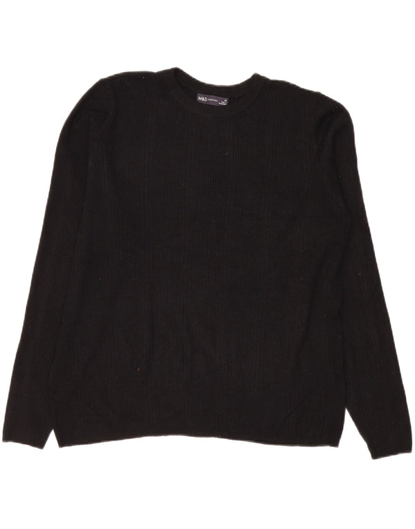 Suéter feminino Marks & Spencer com gola redonda UK 20 2XL preto viscose