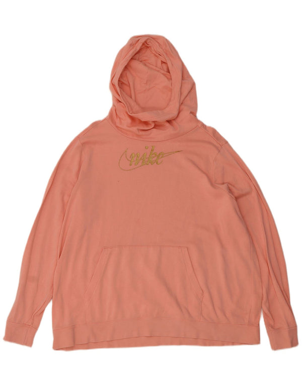 Jumper com capuz Nike feminino gráfico oversized UK 18 XL algodão rosa
