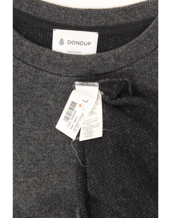 DONDUP Suéter masculino com gola redonda, grande algodão cinza
