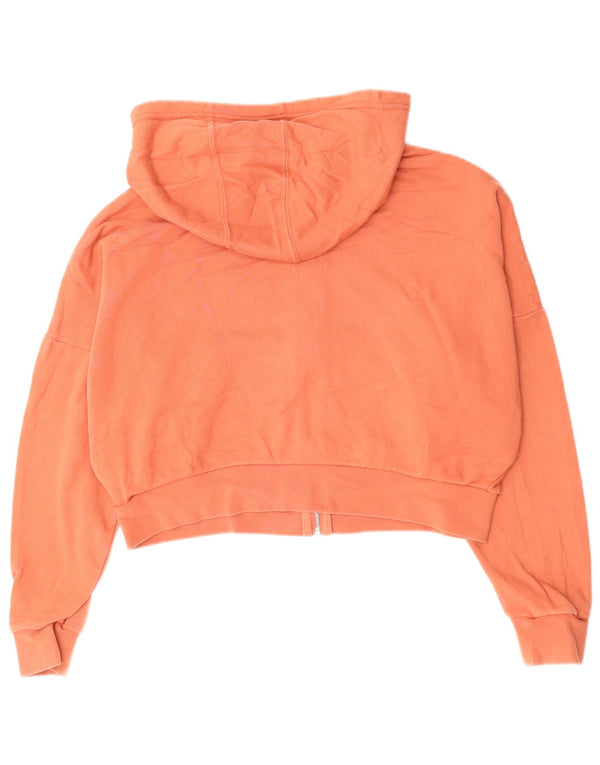 ADIDAS Womens Crop Oversized Zip Hoodie Sweater Reino Unido 10 Pequeno Laranja Algodão