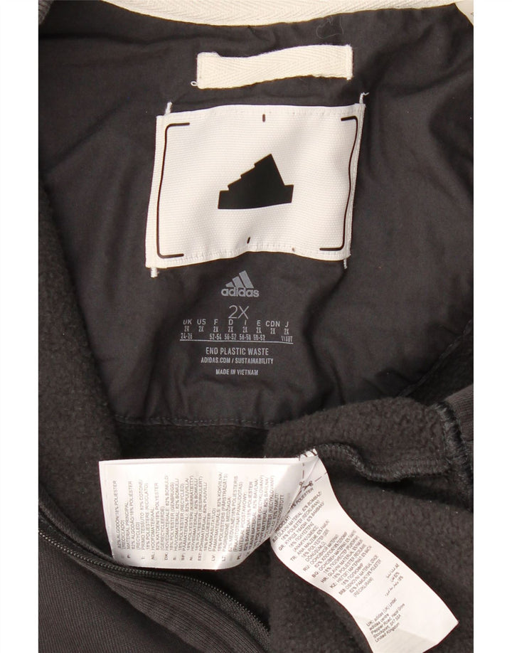 ADIDAS Womens Oversized Zip Neck Sweatshirt Jumper Vestido Reino Unido 24/26 2XL Cinza