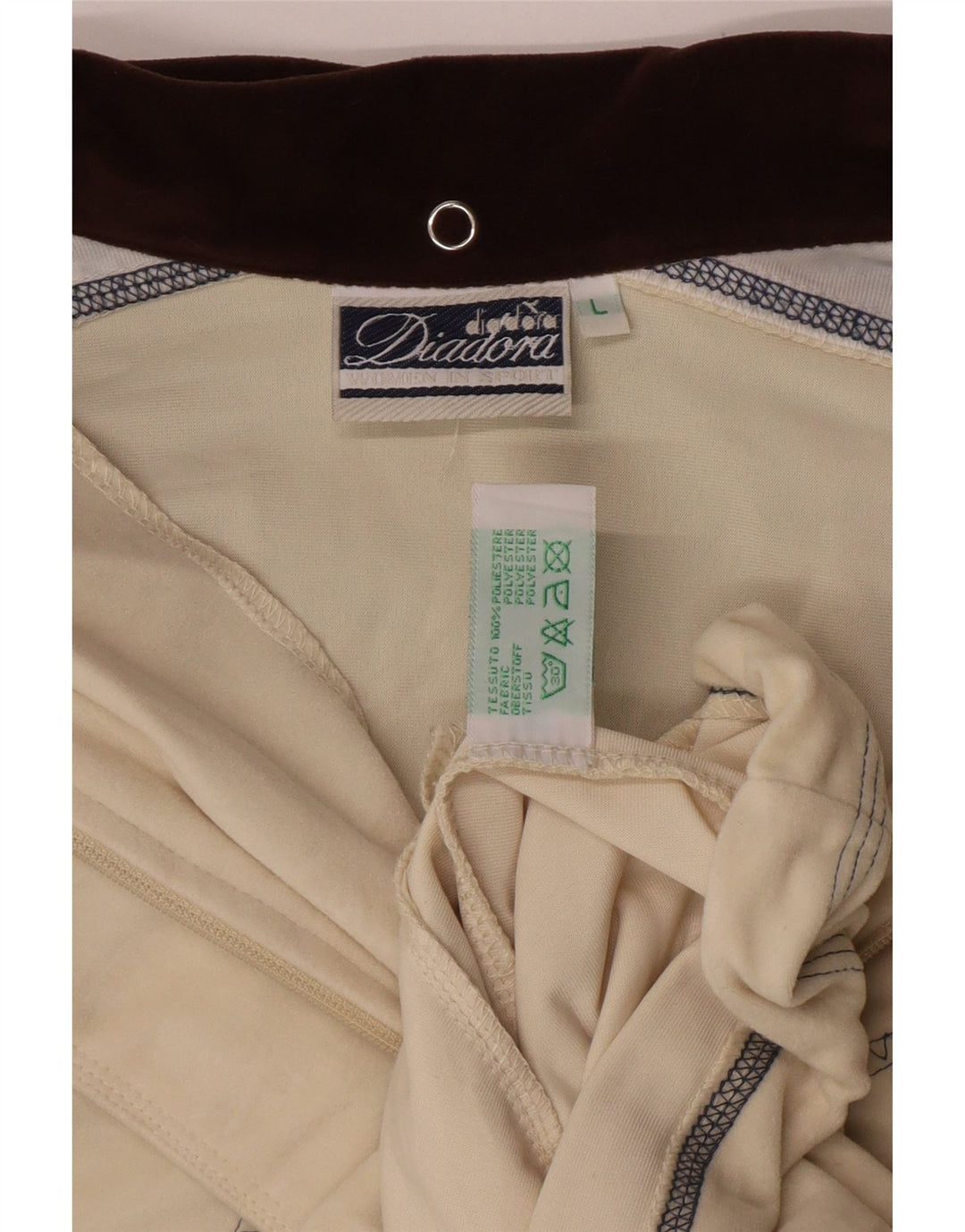 Diadora Womens Hooded Tracksuit Top Jacket Grande Poliéster Geométrico Bege