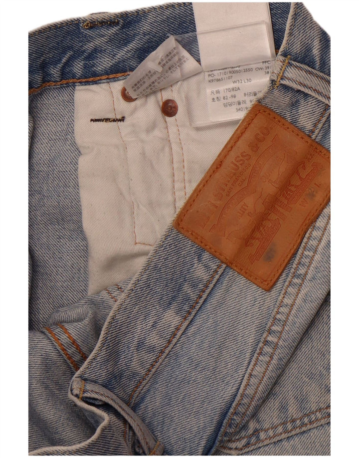 LEVI'S Masculino 501 Straight Jeans W32 L30 Azul Algodão