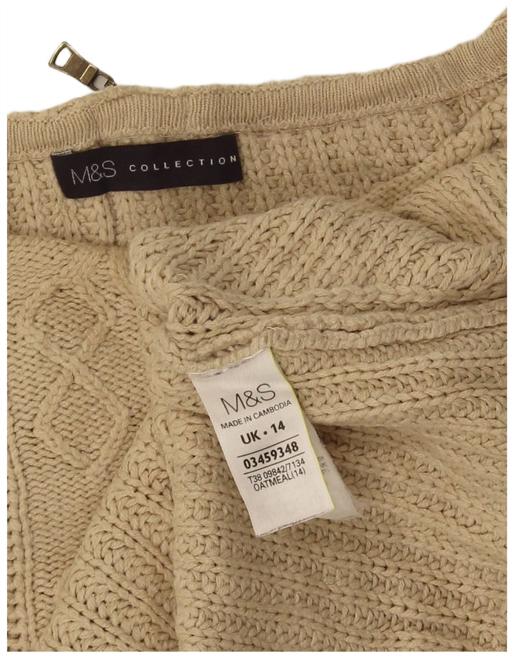 Suéter feminino Marks & Spencer grande com gola canoa Reino Unido 14 grande bege
