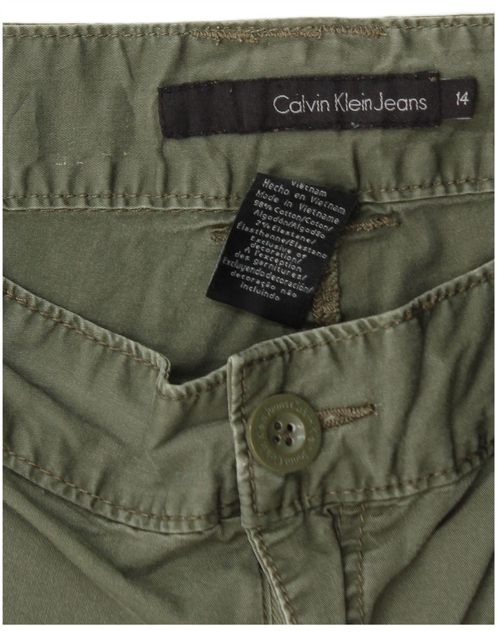 CALVIN KLEIN Shorts feminino casual US 14 XL W34 algodão cáqui