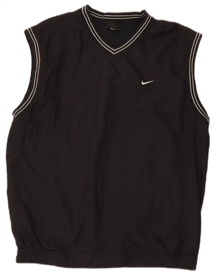 Nike masculino sem mangas pulôver agasalho top UK 39/41 médio preto poliéster
