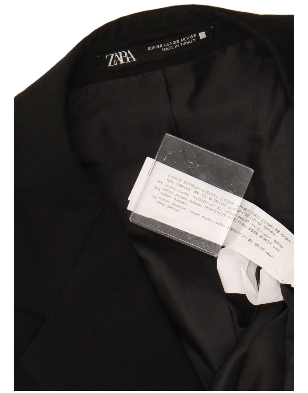 Jaqueta blazer masculina Zara com 2 botões EU 48 Viscose preta média