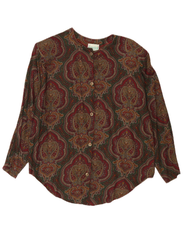 Blusa feminina vintage UK 14 média multicolorida paisley viscose