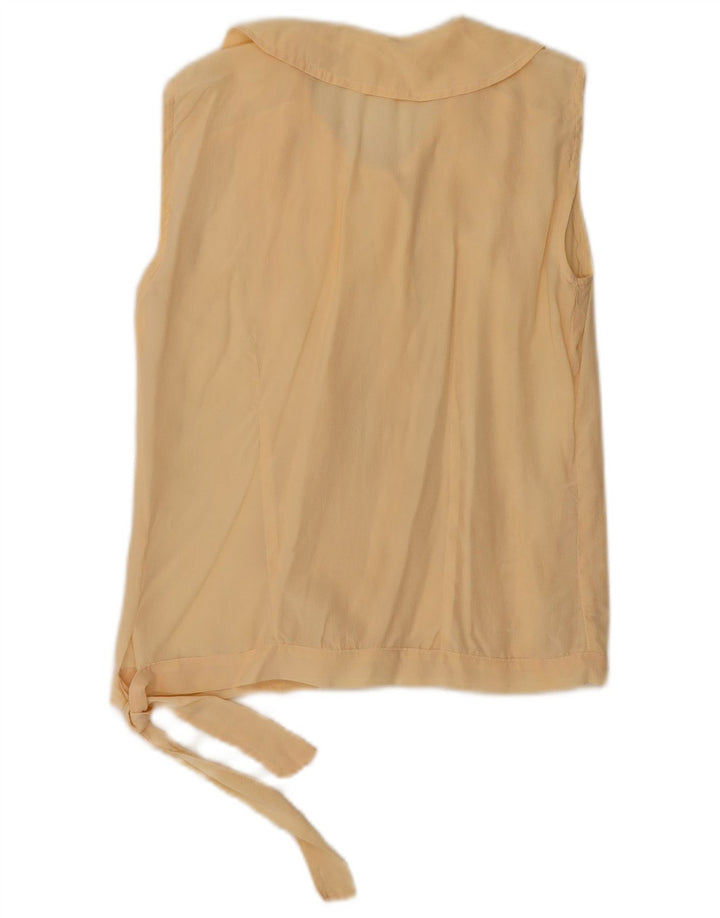 Blusa feminina vintage sem mangas UK 10 pequena amarela