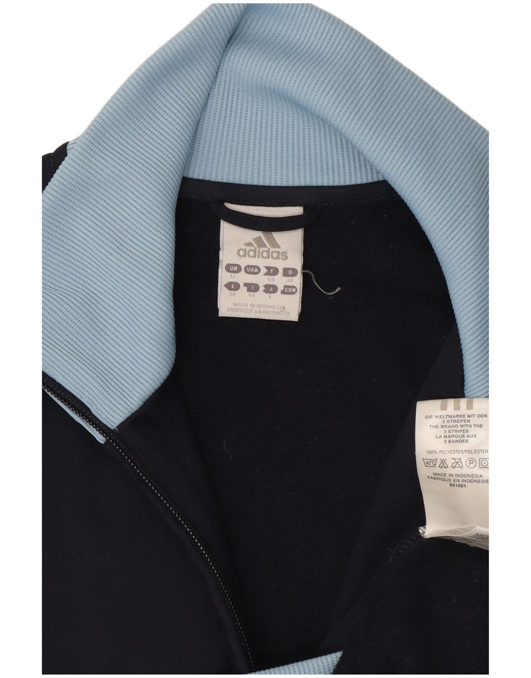 Adidas Womens Tracksuit Top Jacket UK 12 Médio Azul Marinho Colourblock