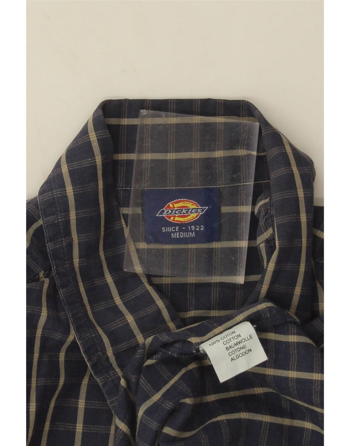 Camisa masculina de manga curta Dickies, algodão xadrez médio azul marinho