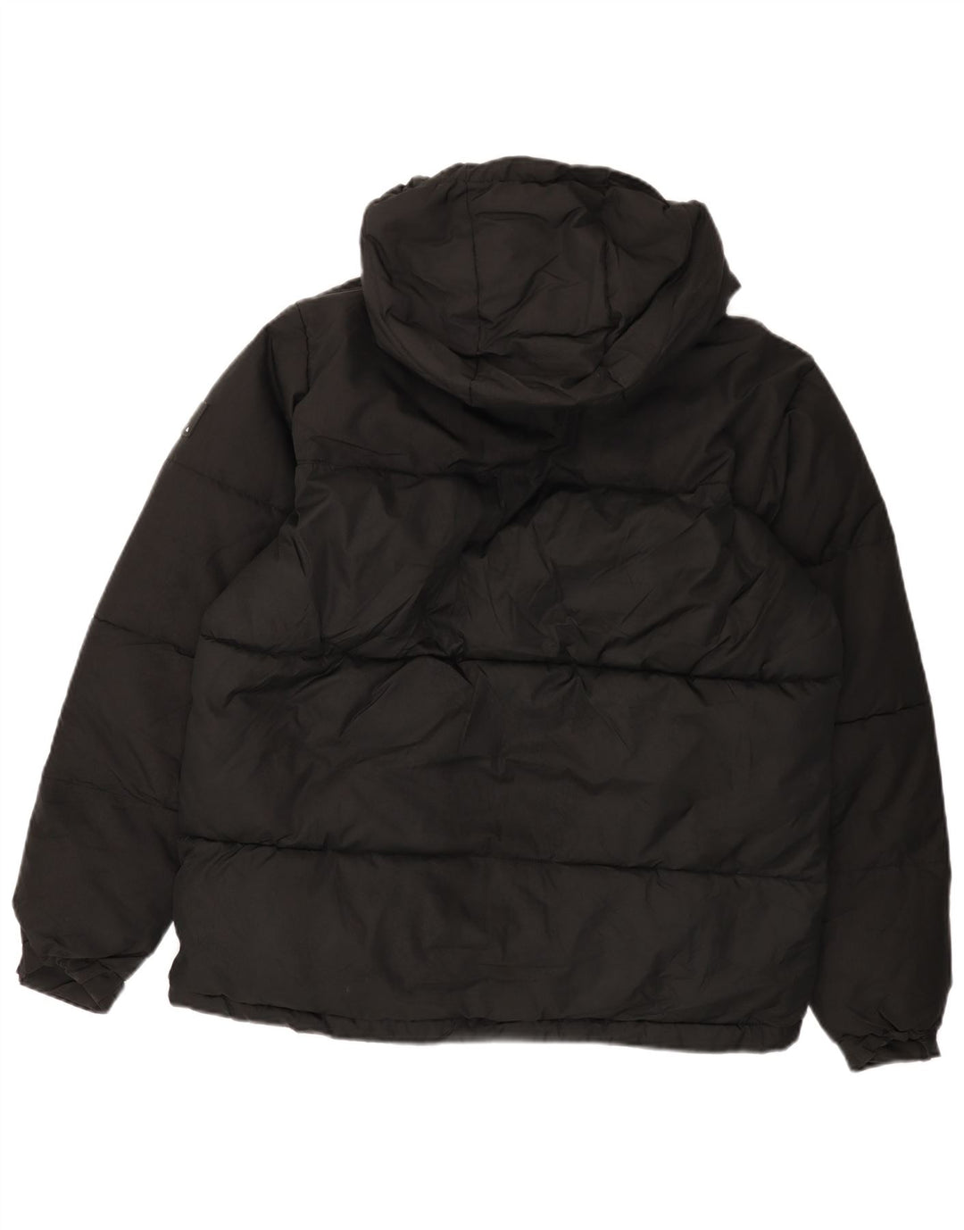 Jaqueta masculina acolchoada com capuz e ajuste solto ZARA Reino Unido 36 poliéster preto pequeno