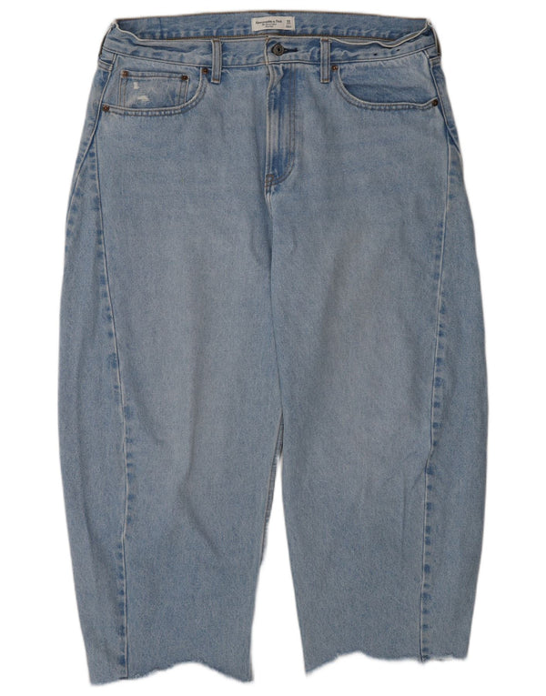 Calça jeans feminina Abercrombie & Fitch com cintura média e cintura média W32 L26 azul