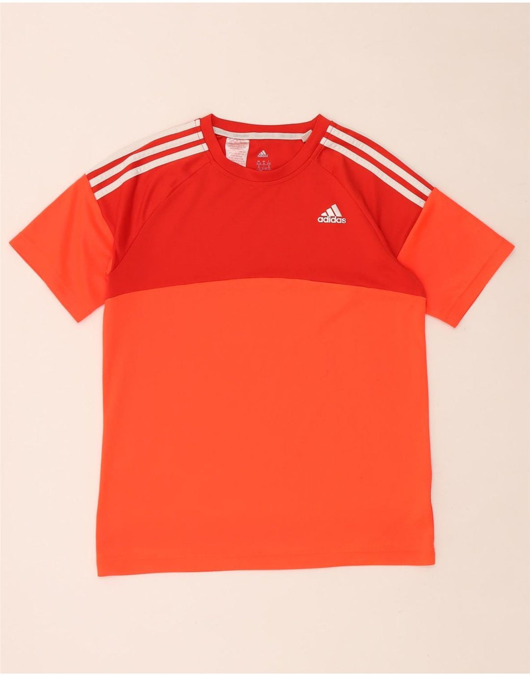 Camiseta Adidas Menino Climalite Top 15-16 Anos Laranja Colorblock Poliéster