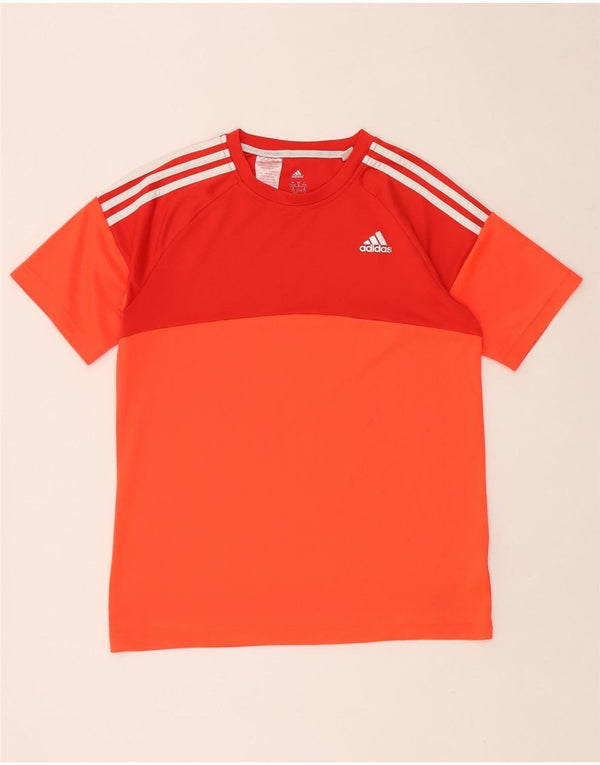 Camiseta Adidas Menino Climalite Top 15-16 Anos Laranja Colorblock Poliéster