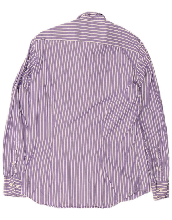 Fred Perry Camisa masculina slim fit grande algodão listrado roxo