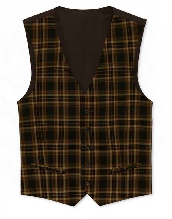 Colete masculino vintage IT 48 lã virgem xadrez verde médio