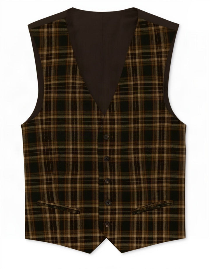 Colete masculino vintage IT 48 lã virgem xadrez verde médio