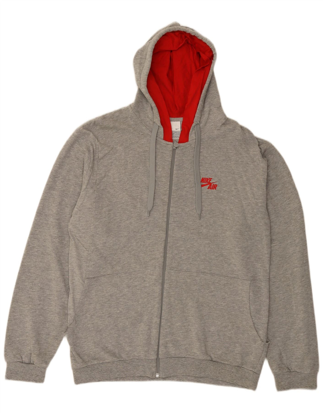 Suéter masculino Nike com capuz e zíper grande algodão cinza