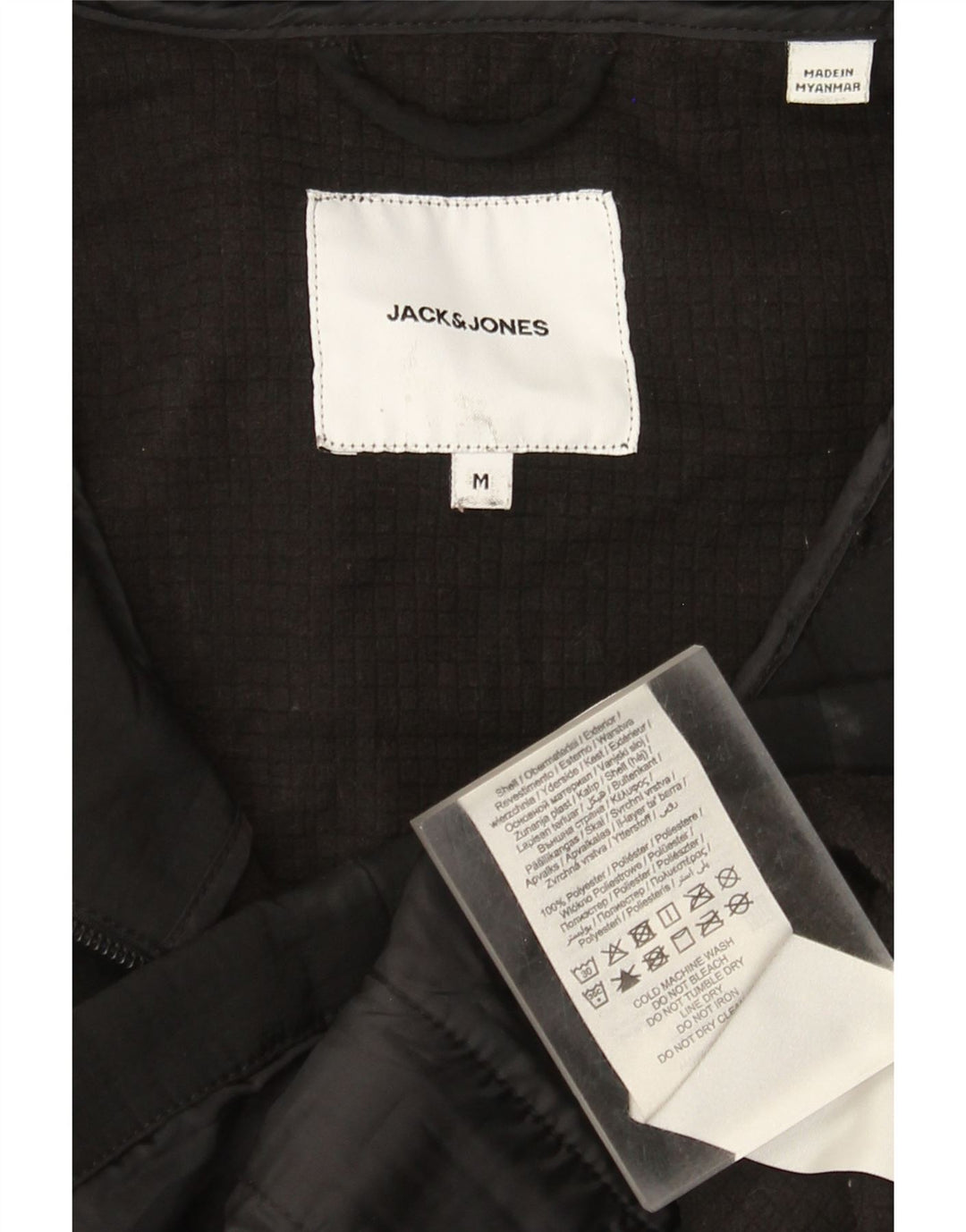 Jaqueta corta-vento masculina Jack & Jones com capuz Reino Unido 38 poliéster preto médio