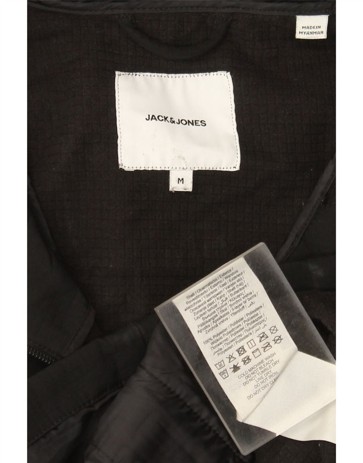 Jaqueta corta-vento masculina Jack & Jones com capuz Reino Unido 38 poliéster preto médio