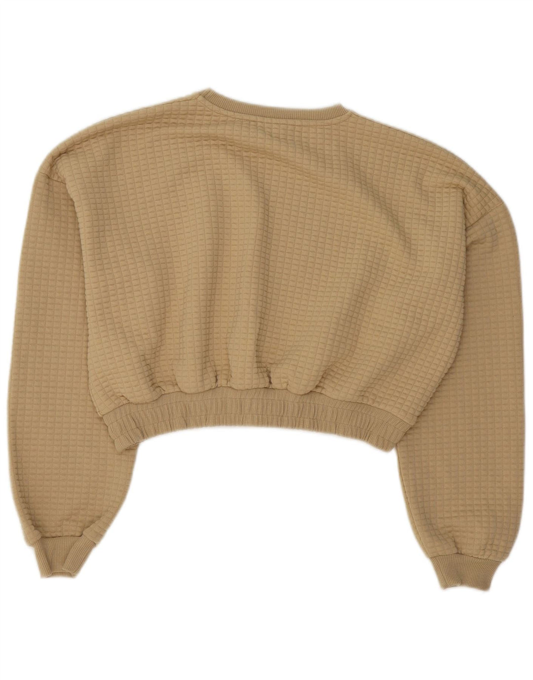Topshop feminino crop moletom jumper Reino Unido 14 grande poliéster bege