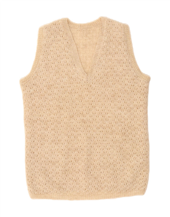 VINTAGE Womens Vest Tank Top UK 12 Medium Beige Vintage Vintage and Second-Hand Vintage from Messina Hembry 