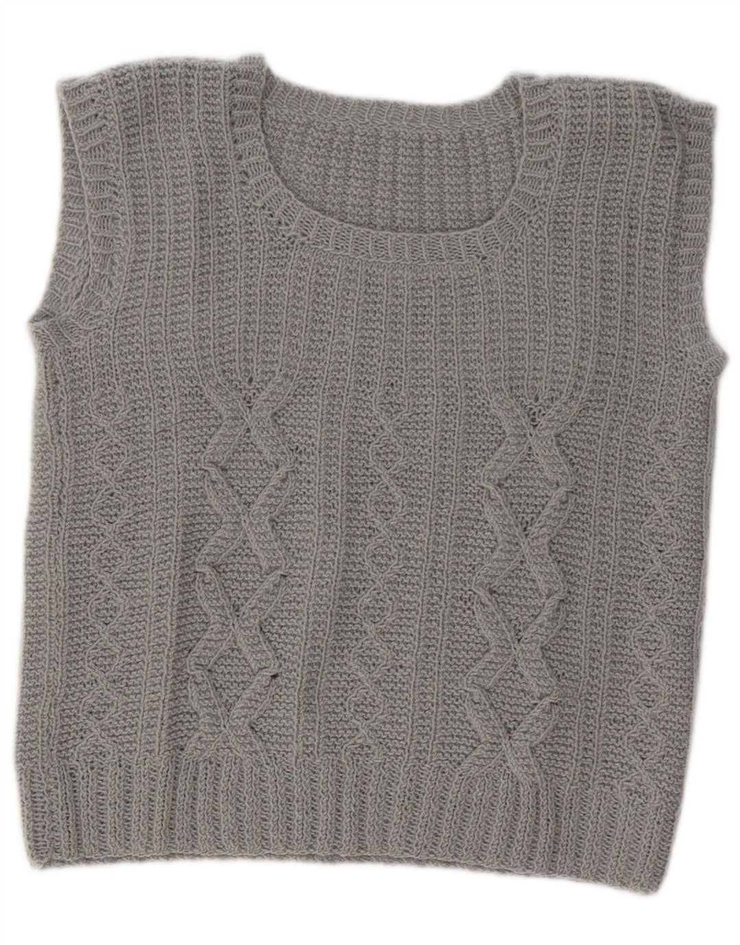 Top feminino colete vintage UK 14 cinza médio