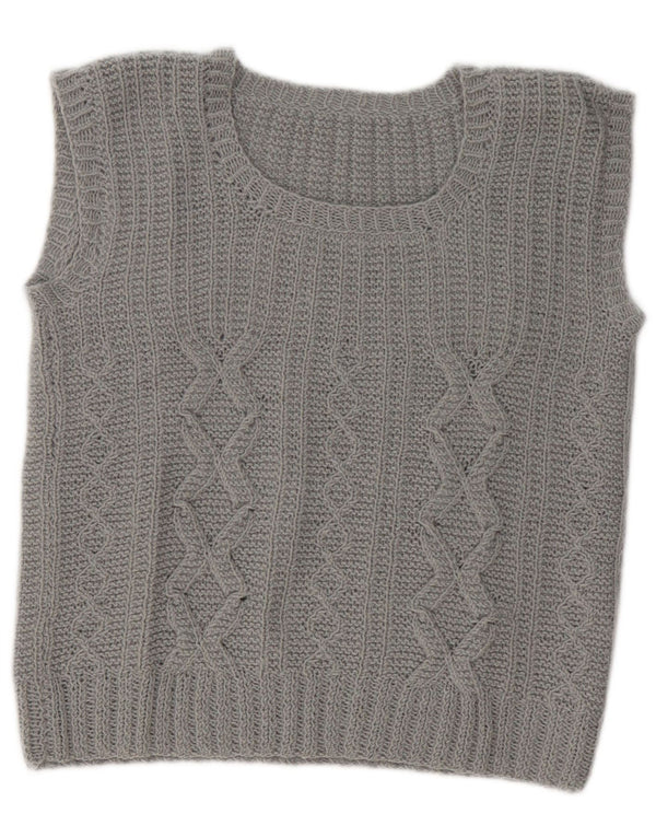 Top feminino colete vintage UK 14 cinza médio