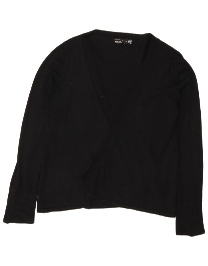 Suéter cardigã aberto feminino Zara Reino Unido 14 grande rayon preto