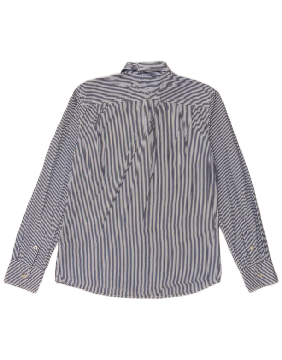 Camisa masculina TOMMY HILFIGER slim fit de algodão listrado azul médio