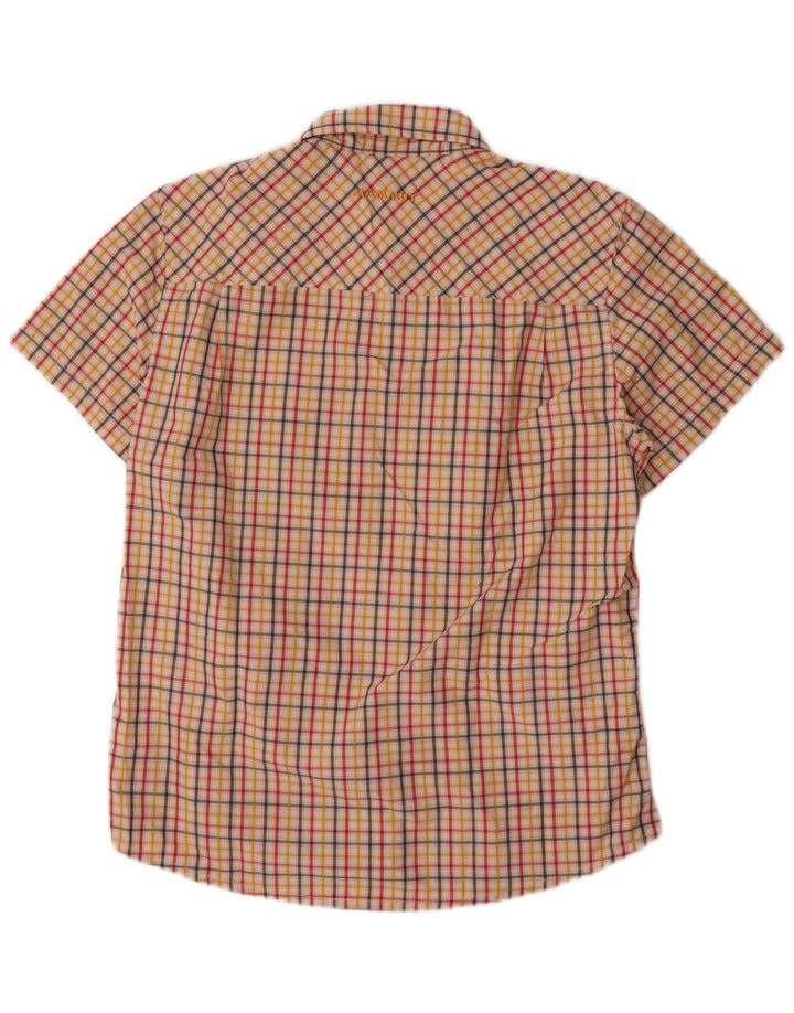Camisa masculina de manga curta Mammut poliamida xadrez bege médio