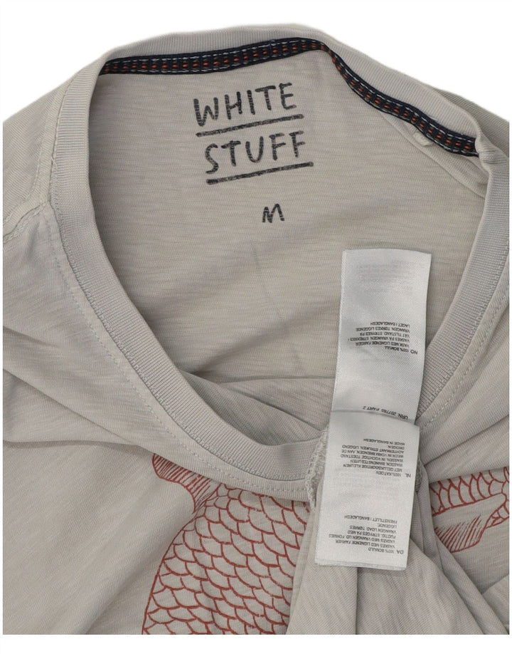 Camiseta gráfica masculina White Stuff Top algodão cinza médio