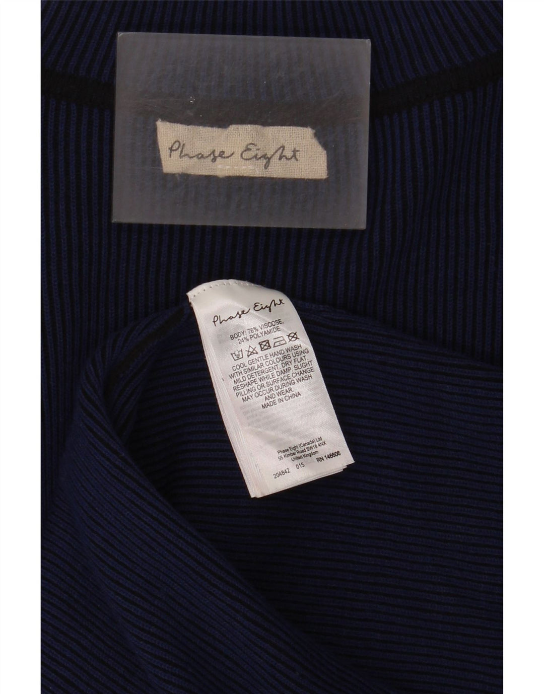 Vestido feminino de manga comprida Phase Eight Reino Unido 12 médio azul marinho viscose