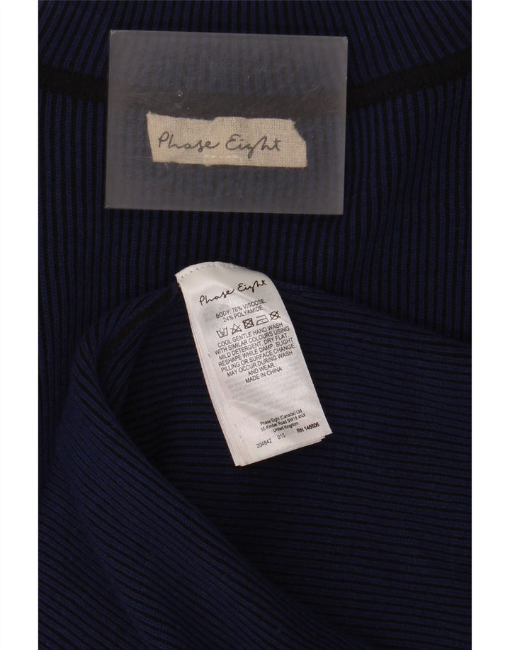 Vestido feminino de manga comprida Phase Eight Reino Unido 12 médio azul marinho viscose