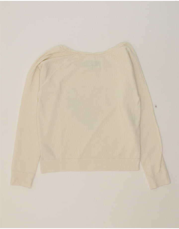 VANS Womens Crop Graphic Sweatshirt Jumper UK 16 Large Off White Cotton Vintage Vans and Second-Hand Vans from Messina Hembry 