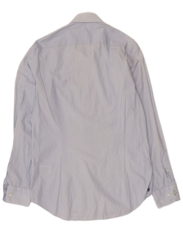 Camisa masculina Tommy Hilfiger Slim Fit tamanho 40 15 1/2 algodão azul médio