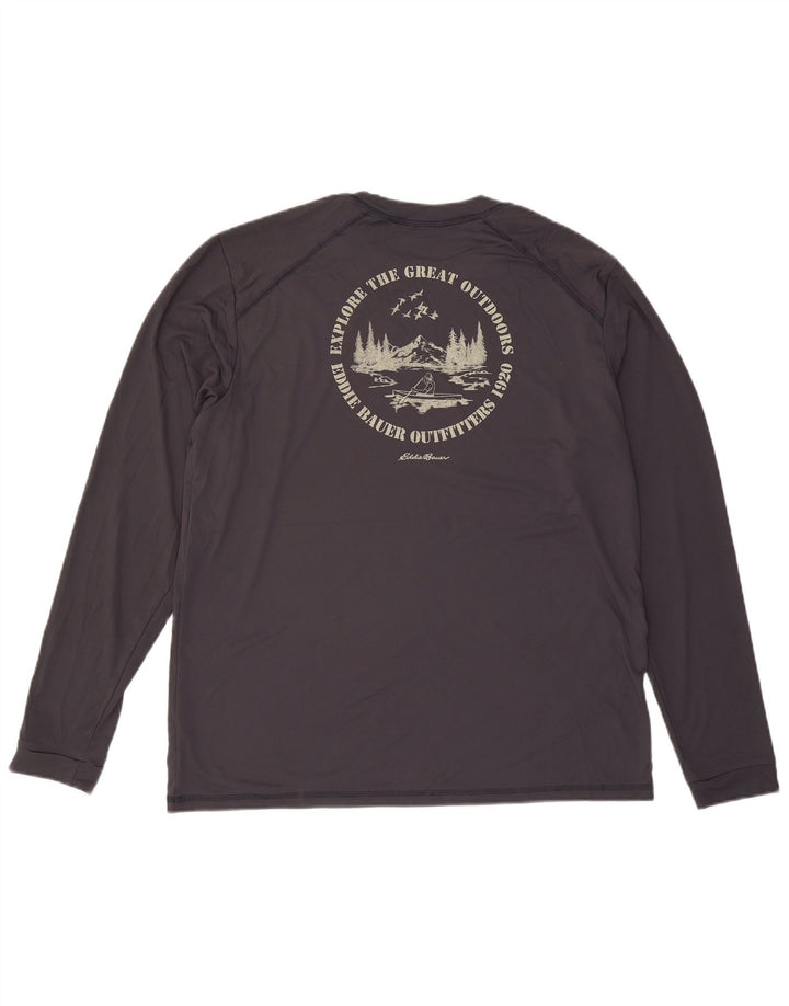 EDDIE BAUER Top gráfico masculino manga comprida XL cinza poliéster
