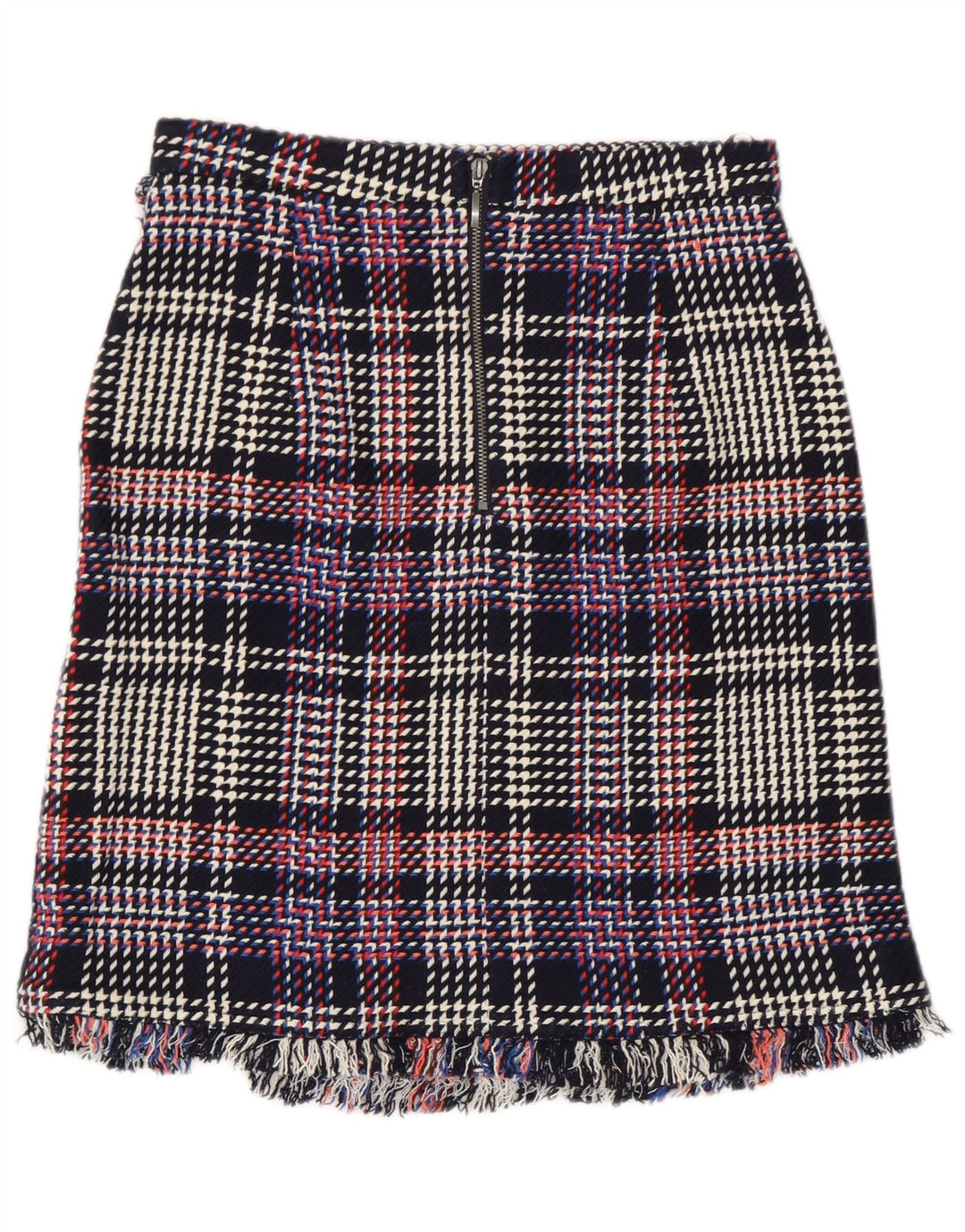 Saia reta feminina Marks & Spencer UK 8 pequena W28 xadrez multicolorida