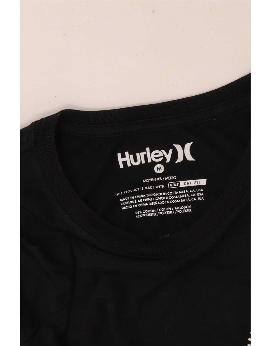 Camiseta gráfica masculina Hurley Top médio algodão preto