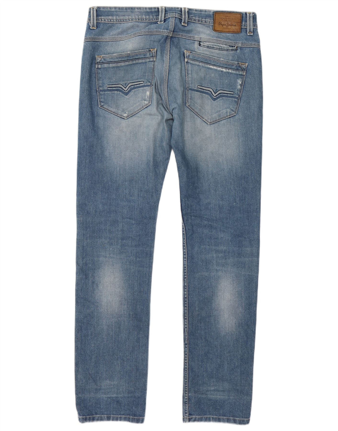 PEPE Jeans feminino jeans slim desgastado W34 L34 azul algodão