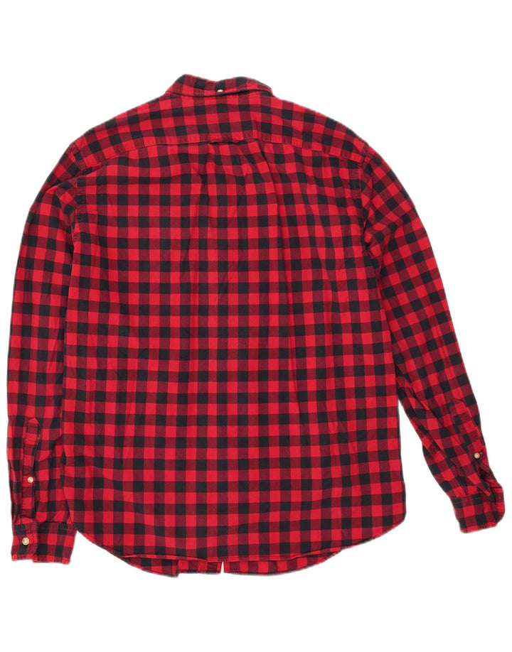 Camisa masculina de flanela fina Oxford J. CREW grande guingão vermelho