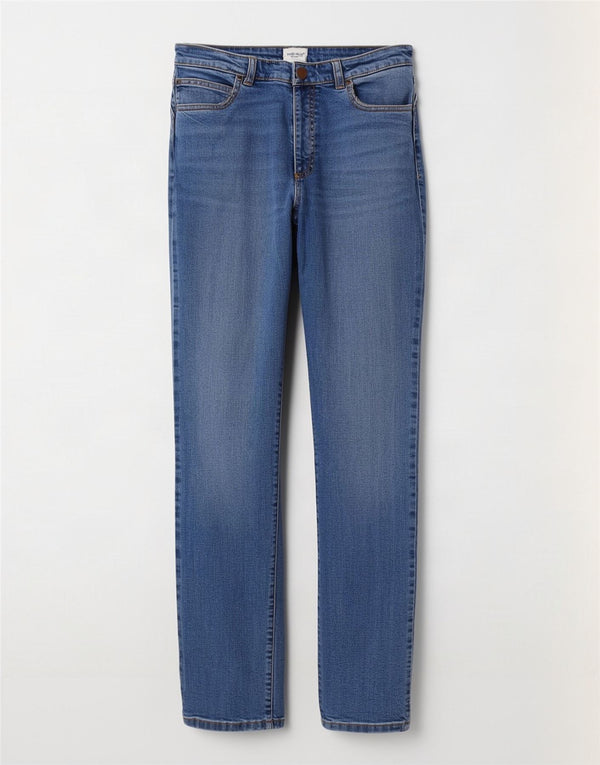 Jeans retos femininos White Stuff UK 12 médio W30 L30 algodão azul