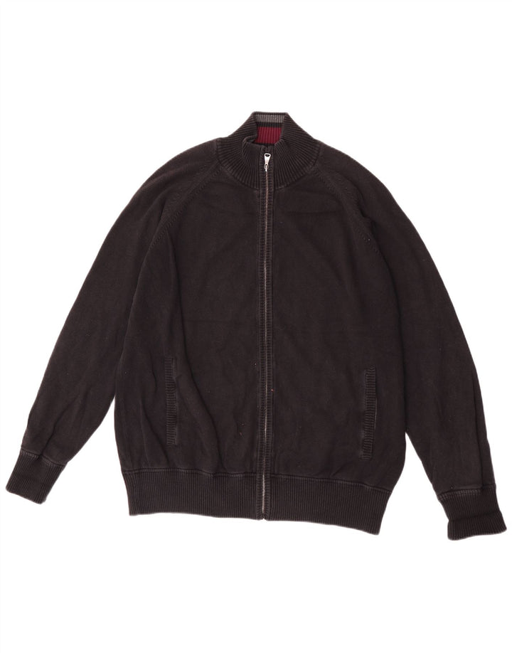 Suéter cardigã masculino de rugby Marks & Spencer grande algodão preto
