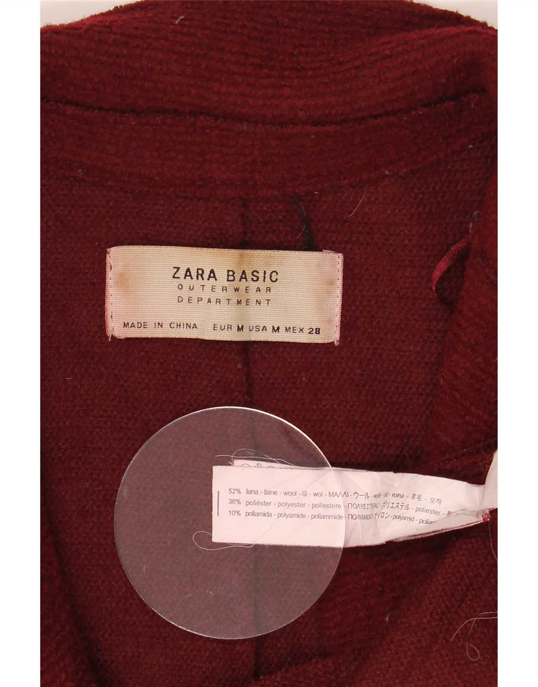 Sobretudo feminino Zara UK 14 lã vermelha média